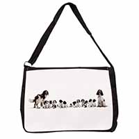 Springer Spaniel Dogs Large Black Laptop Shoulder Bag School/College