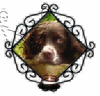 Springer Spaniel Dog Wrought Iron Wall Art Candle Holder