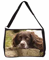 Springer Spaniel Dog Large Black Laptop Shoulder Bag School/College