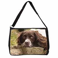 Springer Spaniel Dog Large Black Laptop Shoulder Bag School/College