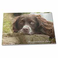 Large Glass Cutting Chopping Board Springer Spaniel 