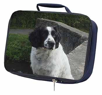 Black and White Springer Spaniel Navy Insulated School Lunch Box/Picnic Bag