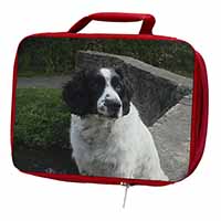 Black and White Springer Spaniel Insulated Red School Lunch Box/Picnic Bag