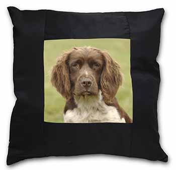 Liver Springer Spaniel Dog Black Satin Feel Scatter Cushion