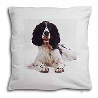 Black and White Springer Spaniel Soft White Velvet Feel Scatter Cushion