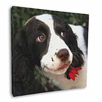 Springer Spaniel Dog and Flower Square Canvas 12"x12" Wall Art Picture Print