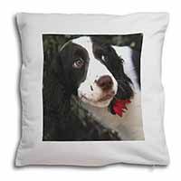 Springer Spaniel Dog and Flower Soft White Velvet Feel Scatter Cushion