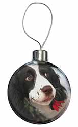 Springer Spaniel Dog and Flower Christmas Bauble