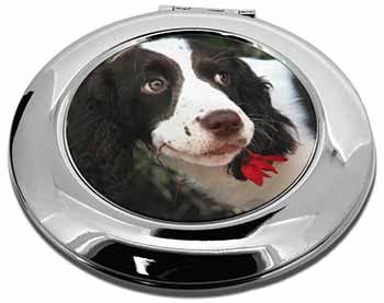 Springer Spaniel Dog and Flower Make-Up Round Compact Mirror