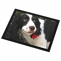 Springer Spaniel Dog and Flower Black Rim High Quality Glass Placemat