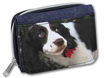 Springer Spaniel Dog and Flower Unisex Denim Purse Wallet