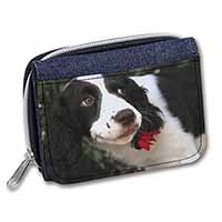 Springer Spaniel Dog and Flower Unisex Denim Purse Wallet