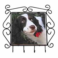 Springer Spaniel Dog and Flower Wrought Iron Key Holder Hooks