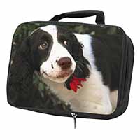 Springer Spaniel Dog and Flower Black Insulated School Lunch Box/Picnic Bag