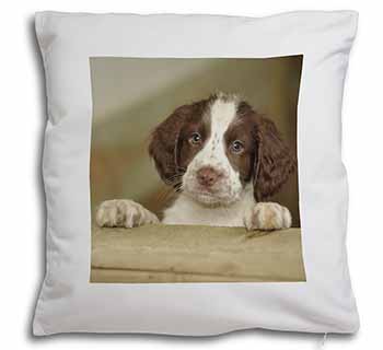 Springer Spaniel Puppy Dog Soft White Velvet Feel Scatter Cushion