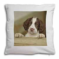 Springer Spaniel Puppy Dog Soft White Velvet Feel Scatter Cushion