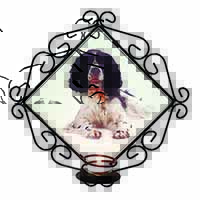 Black and White Springer Spaniel Wrought Iron Wall Art Candle Holder
