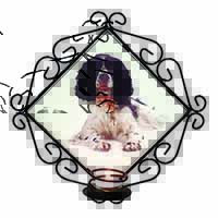 Black and White Springer Spaniel Wrought Iron Wall Art Candle Holder