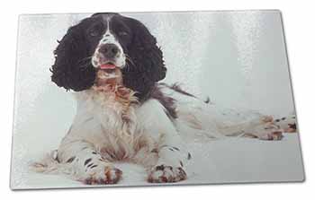 Large Glass Cutting Chopping Board Black and White Springer Spaniel