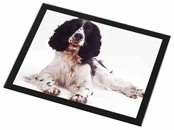 Black and White Springer Spaniel Black Rim High Quality Glass Placemat