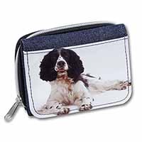 Black and White Springer Spaniel Unisex Denim Purse Wallet