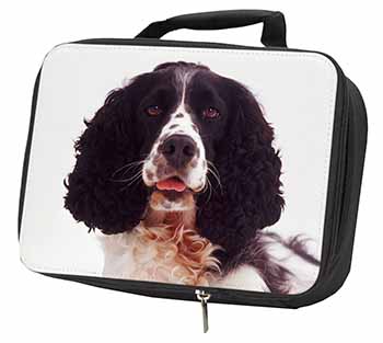 Black and White Springer Spaniel Black Insulated School Lunch Box/Picnic Bag