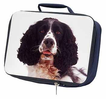 Black and White Springer Spaniel Navy Insulated School Lunch Box/Picnic Bag