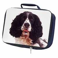 Black and White Springer Spaniel Navy Insulated School Lunch Box/Picnic Bag