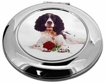Springer Spaniel with Red Rose Make-Up Round Compact Mirror
