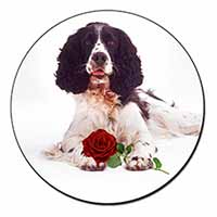 Springer Spaniel with Red Rose Fridge Magnet Printed Full Colour