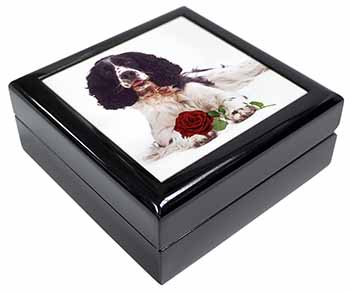 Springer Spaniel with Red Rose Keepsake/Jewellery Box