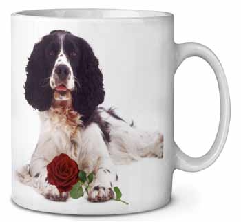Springer Spaniel with Red Rose Ceramic 10oz Coffee Mug/Tea Cup