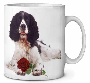 Springer Spaniel with Red Rose Ceramic Coffee Mug/Tea Cup