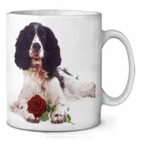 Springer Spaniel with Red Rose Ceramic 10oz Coffee Mug/Tea Cup