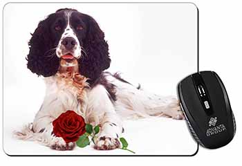 Springer Spaniel with Red Rose Computer Mouse Mat