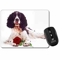 Springer Spaniel with Red Rose Computer Mouse Mat