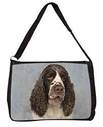 Springer Spaniel Dog Large Black Laptop Shoulder Bag School/College