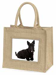 Scottish Terrier Natural/Beige Jute Large Shopping Bag