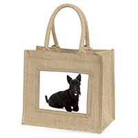 Scottish Terrier Natural/Beige Jute Large Shopping Bag