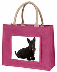 Scottish Terrier Large Pink Jute Shopping Bag