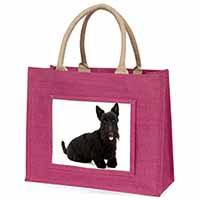 Scottish Terrier Large Pink Jute Shopping Bag