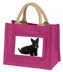 Scottish Terrier Little Girls Small Pink Jute Shopping Bag