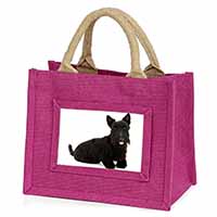 Scottish Terrier Little Girls Small Pink Jute Shopping Bag