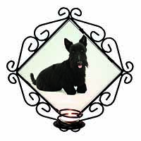 Scottish Terrier Wrought Iron Wall Art Candle Holder