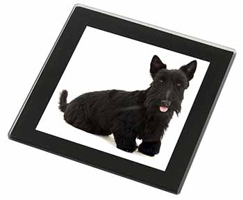 Scottish Terrier Black Rim High Quality Glass Coaster