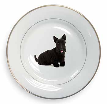 Scottish Terrier Gold Rim Plate Printed Full Colour in Gift Box