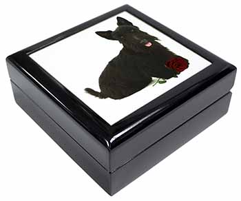 Scottish Terrier with Red Rose Keepsake/Jewellery Box