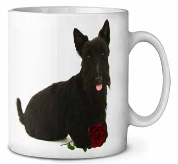 Scottish Terrier with Red Rose Ceramic 10oz Coffee Mug/Tea Cup