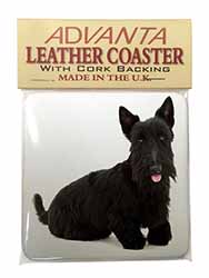 Scottish Terrier Single Leather Photo Coaster