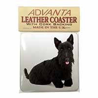 Scottish Terrier Single Leather Photo Coaster